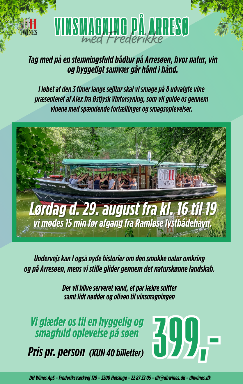 Vinsmagning   Arresø Med Frederikke 29 August    16-19 2026